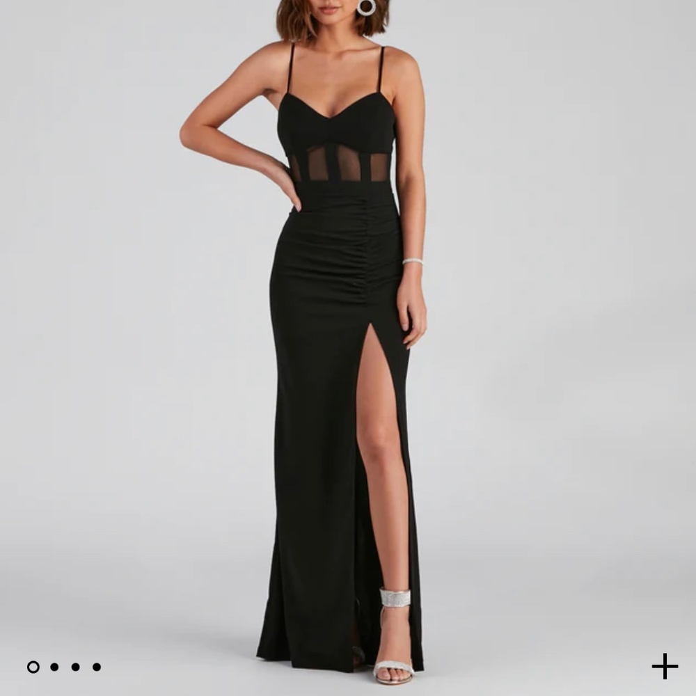 🖤 Emerald Sundae high slit formal dress with thin straps